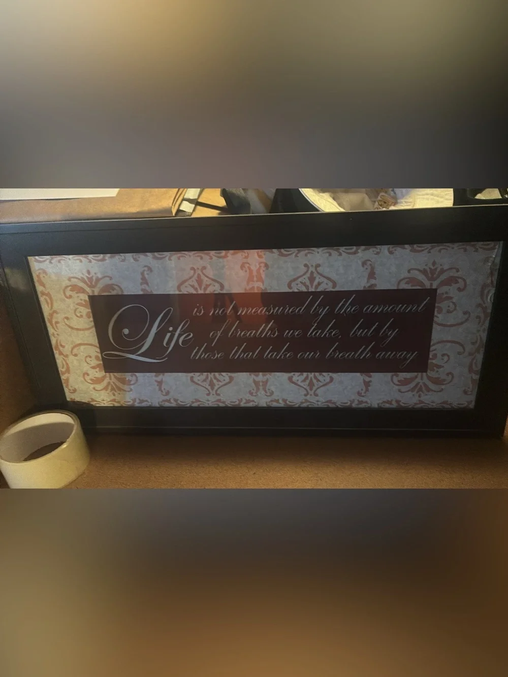 Inspirational 'Life' Script Wall Art in Brown and Cream - Brand
